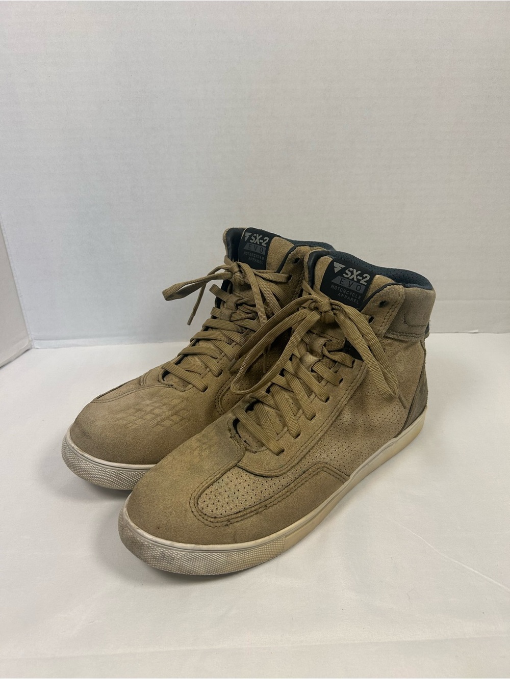 Shima SX-2 Evo Tan Suede Ankle Lace Up Motorcycle Shoes Mens Size 10